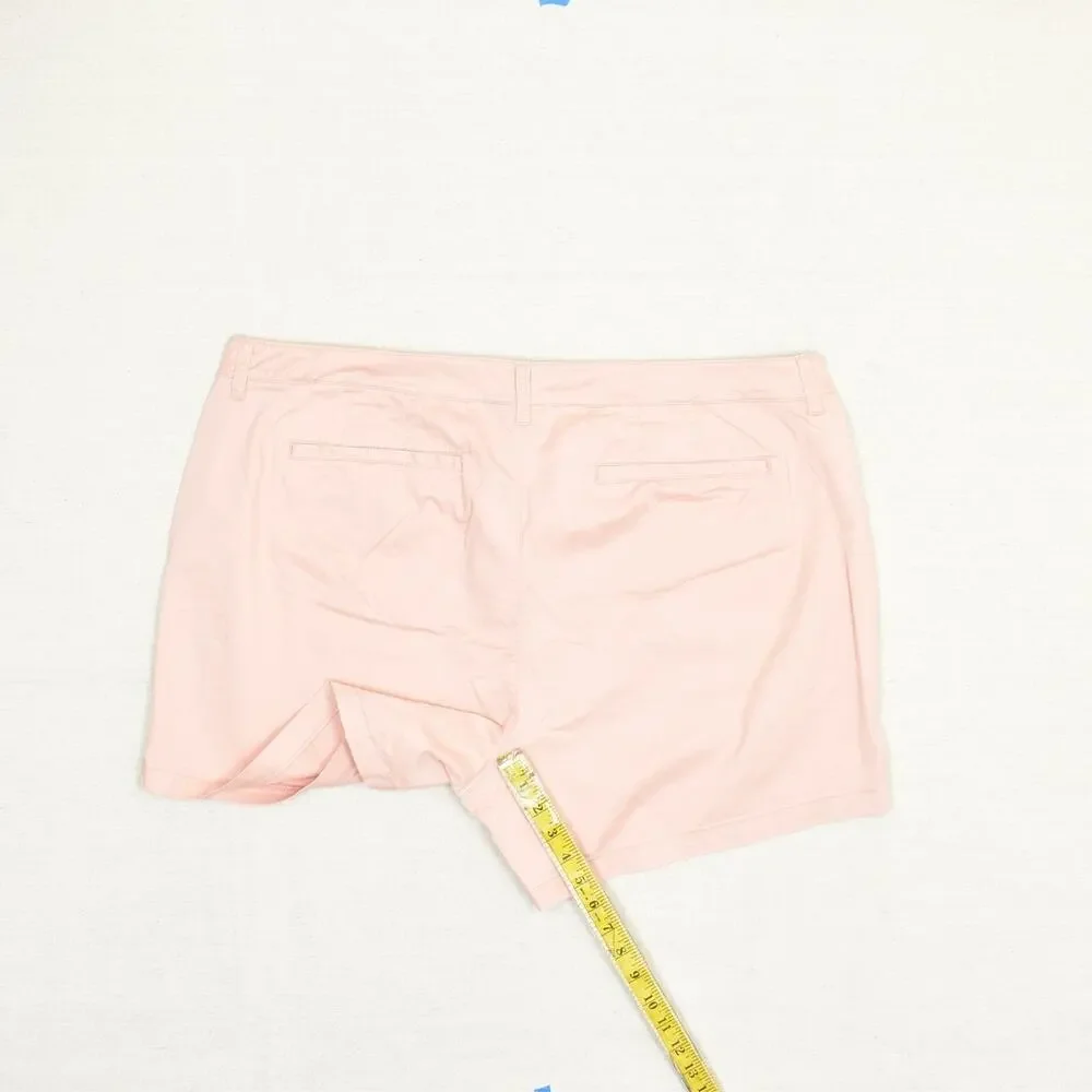 Lane Bryant Women Chino Shorts Solid Zip Cotton Blend Pink Size 22P